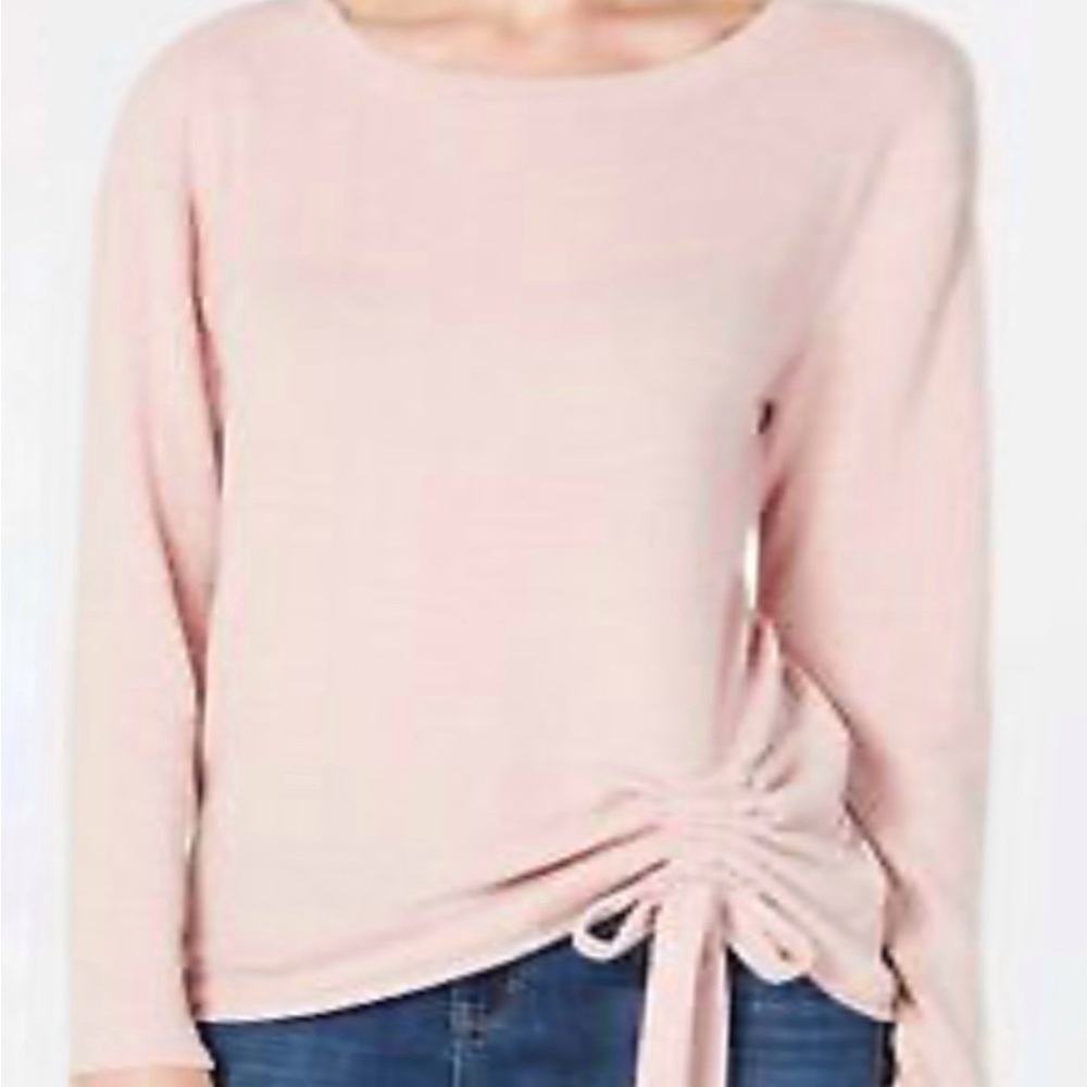 INC Sweater Scoop Neck Side-Tie Ruched in Pale Mauve Size 3X